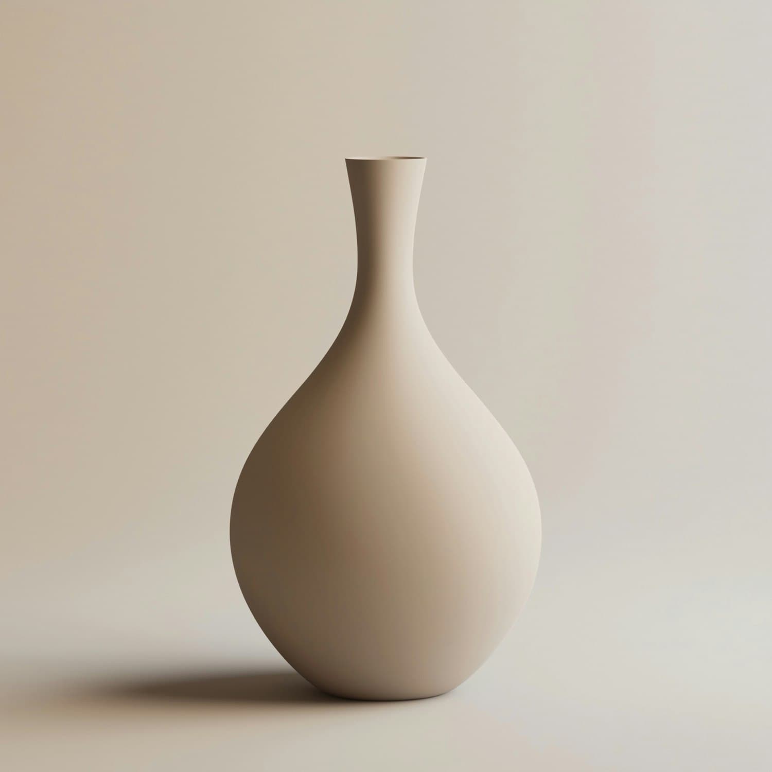 Matte ceramic vessel with a narrow neck against a warm neutral backdrop